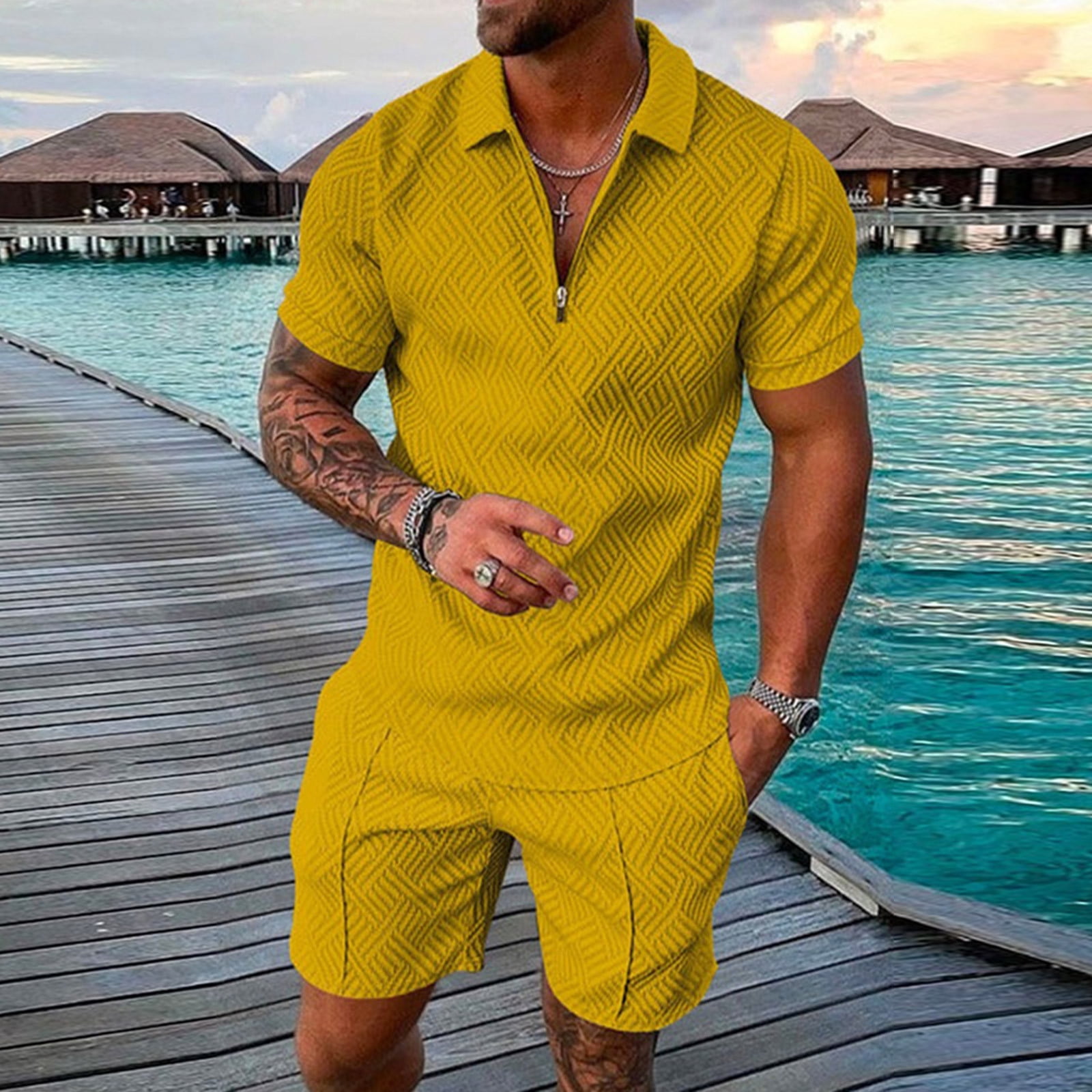 Kagetolytai Suits Men's Short Sets Outfits 2 Piece Summer