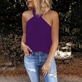 thumbnail image 1 of Kagetolytai Tank Top for Women Women's Casual Slim Zipper Hanging Neck Solid Color Sleeveless Stitching Top Womens Tops Dark Purple 2XL, 1 of 6