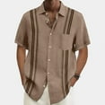 thumbnail image 1 of Kagetolytai Top Designer Spring Summer Men's Casual CotTon Linen Solid Color Short Sleeve Shirts Loose Shirts Shirts for Men Beige L, 1 of 5