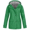 thumbnail image 1 of Kagetolytai Women's Coats and Jackets On Sale Women Solid Rain Jacket Outdoor Plus Size Waterproof Hooded Raincoat Windproof Jackets for Women Green S, 1 of 5