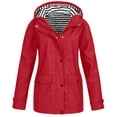 thumbnail image 1 of Kagetolytai Women's Coats and Jackets On Sale Women Solid Rain Jacket Outdoor Plus Size Waterproof Hooded Raincoat Windproof Jackets for Women Red 3X, 1 of 5