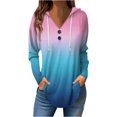 thumbnail image 1 of Kagetolytai Womens Tops Women's Casual Fashion Solid Color V Neck Long Sleeve Button Hoodie Tops Plus Size Tops for Women Pink XL, 1 of 4