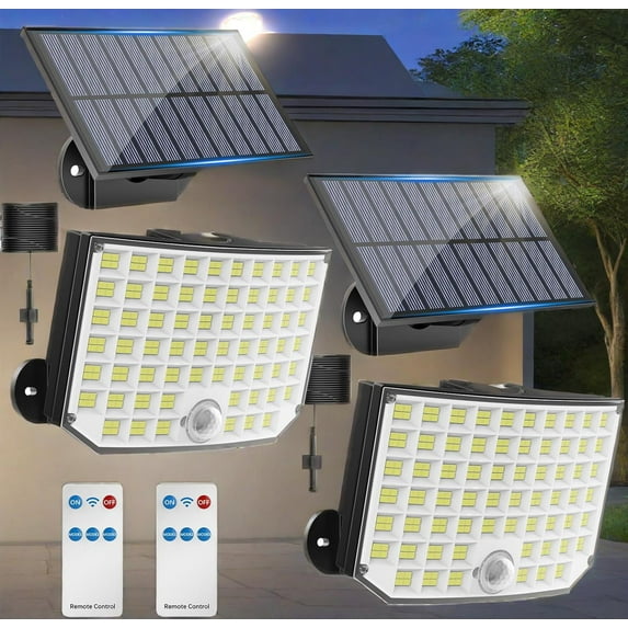 KagoLing Solar Lights Outdoor Garden, Solar Spotlight 256 LED 2 Pack Separate Solar Lamp with Remote Control 3 Modes IP65 with Motion Sensor for Garages Paths