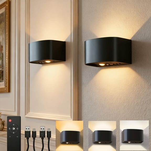 KagoLing Solar Wall Light with Motion Sensor | 3 Color Modes & Dimmable, Remote Control, 4000mAh Battery | IP44 Waterproof for Outdoor/Indoor Use at Door, Balcony, Bedroom