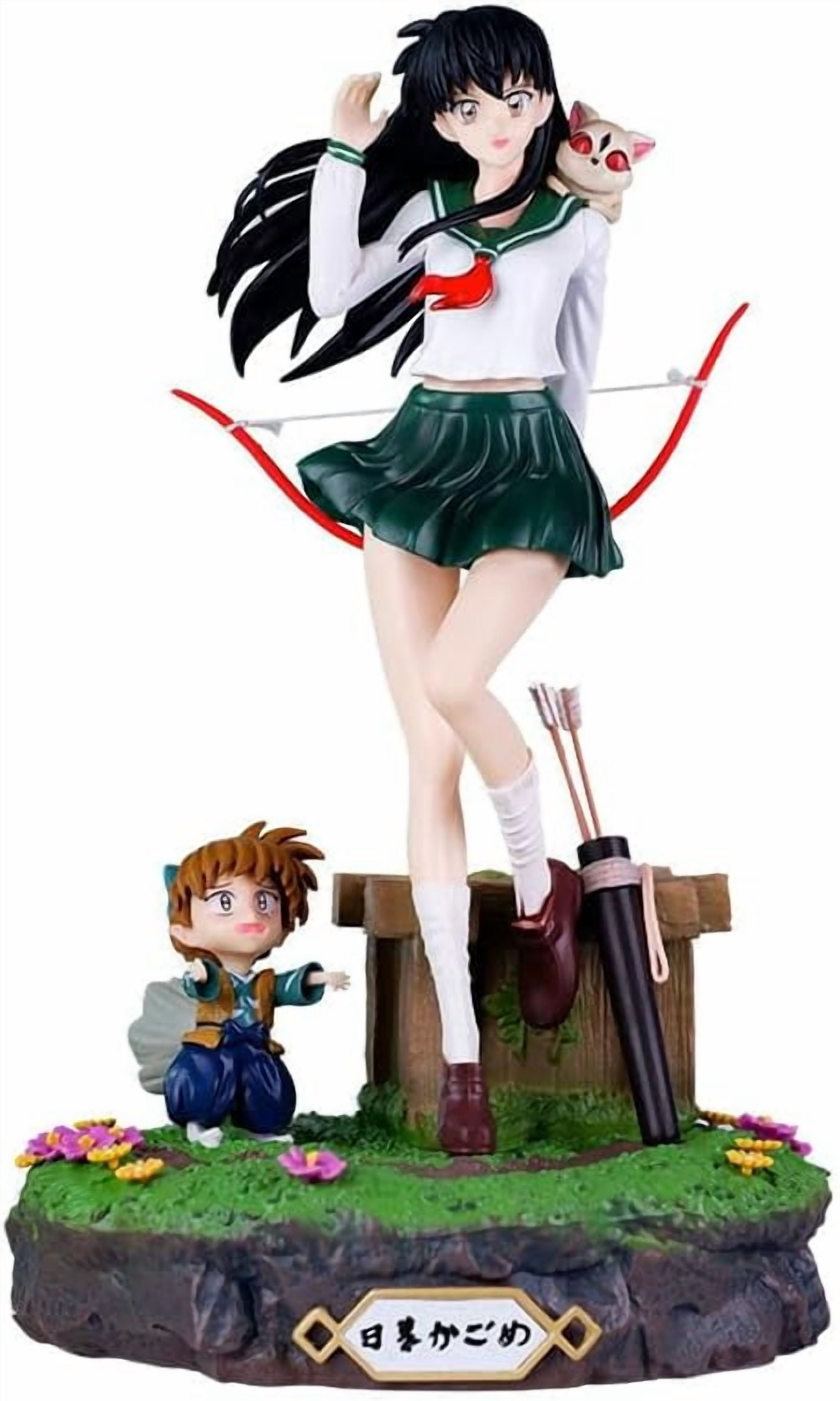 Kagome Figure Standing Higurashi Kagome Shippou Action Figures 27cm/10.6inchHandmade PVC Statues Collectible Souvenirs for Anime Fans Gifts