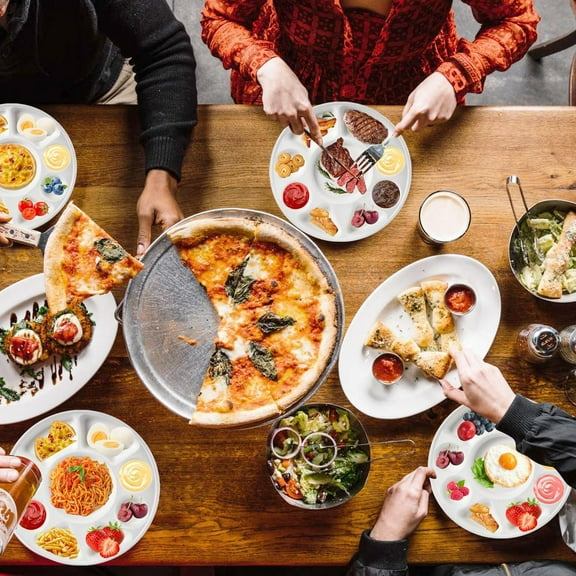 Kagrote 100 Pcs Divided Plates, Heavy Duty Sugarcane Plate, 31.8x3cm/12.5x1.2 inches, for Holiday Gatherings