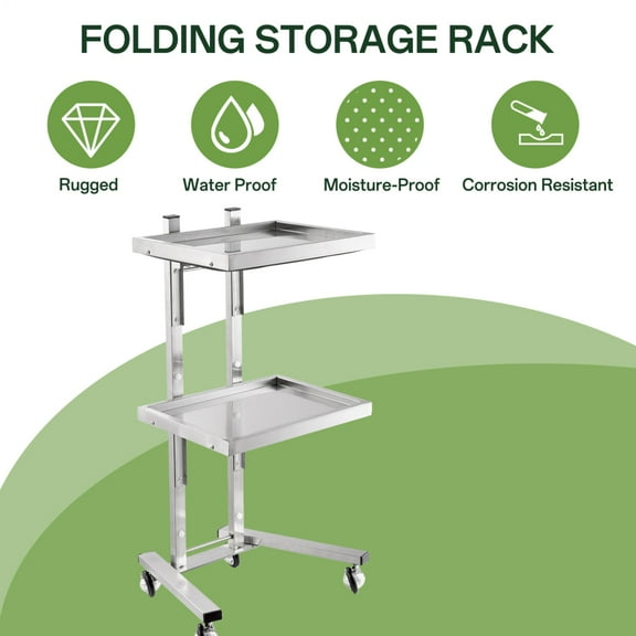 Kagrote 2-Layer Thickened Foldable Storage Carts, Retractable Multi-Purpose Rolling Cart 15.7"x11.8"