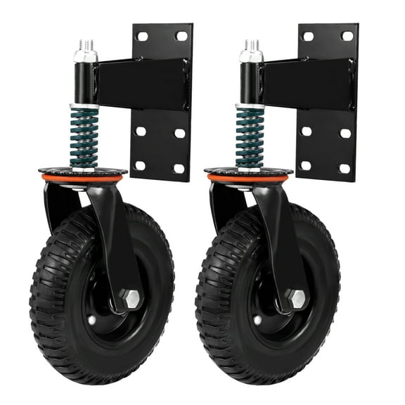 Kagrote 2Pcs 8" Spring Loaded Caster Wheels, 600 Lbs Capacity 360° Rotation Heavy Duty Gate Casters for Uneven Floors