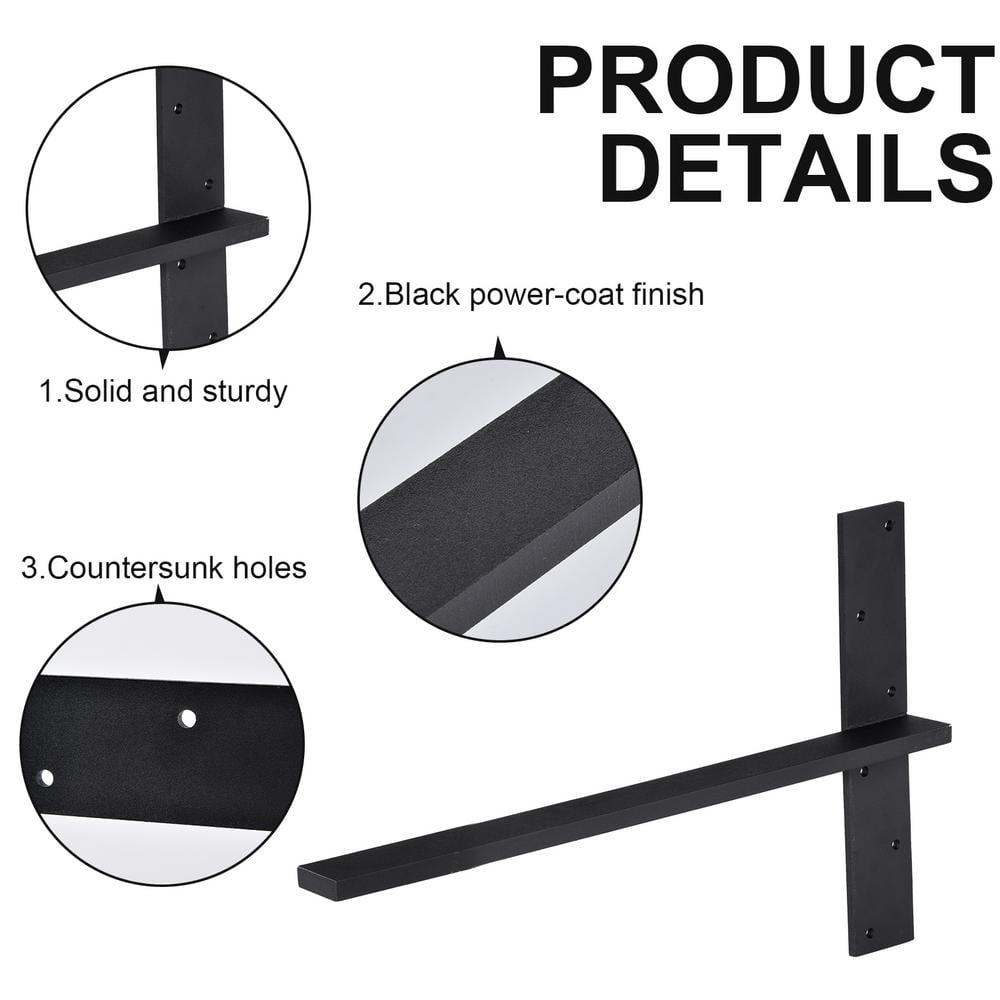 Kagrote 3-Pack Heavy Duty Steel Floating Shelves Brackets, Modern Corbels Wall Shelving Support for Kitchens, Bathrooms, Bedrooms, Offices, Black