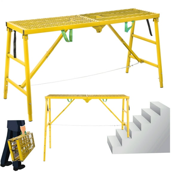 Kagrote Adjustable Scaffolding Equipment, 771Lbs Capacity Foldable Work Platforms, 59x15.75 Inch Painter's Stool