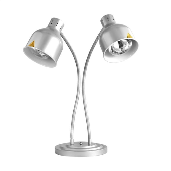 Kagrote Commercial Stainless Steel Food Heat Lamp, 2-Head 500W Adjustable Warmer with 360° Heating for Restaurants & Buffets