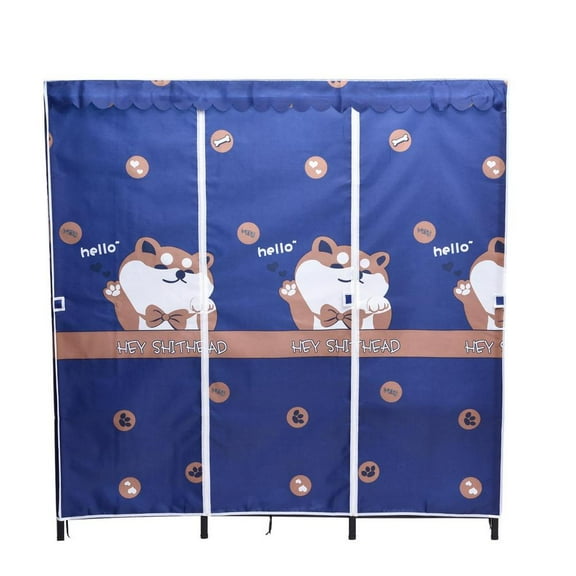 Kagrote Foldable Wardrobe Freestanding Wardrobe Storage Rack with Fabric Cover Portable Wardrobe Metal Clothing Rack for Cloakroom 64.9 x 17.7 x 65.7 Inch very well