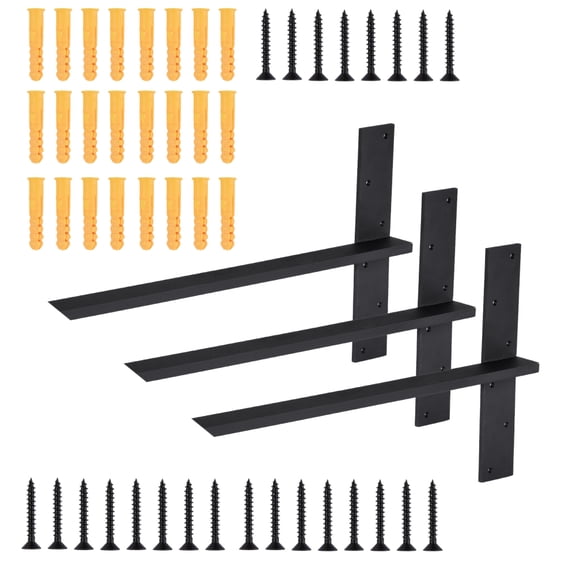 Kagrote Heavy Duty Steel Floating Shelves Brackets, 3-Piece Modern Corbels for Kitchen, Bathroom & Office Wall Shelving Support