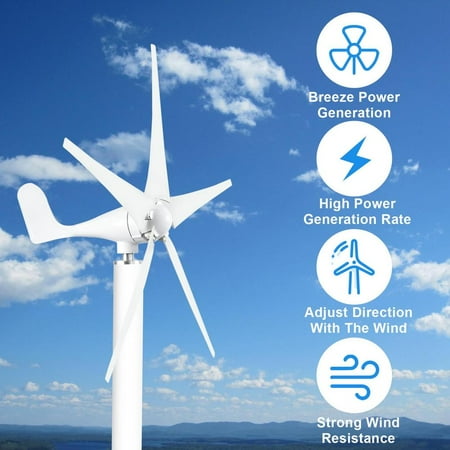 Kagrote Intelligent Wind Energy System, 100W 5-Blade Turbine with Auto-Furling, Off-Grid Power Solution for Mobile Homes & Boats