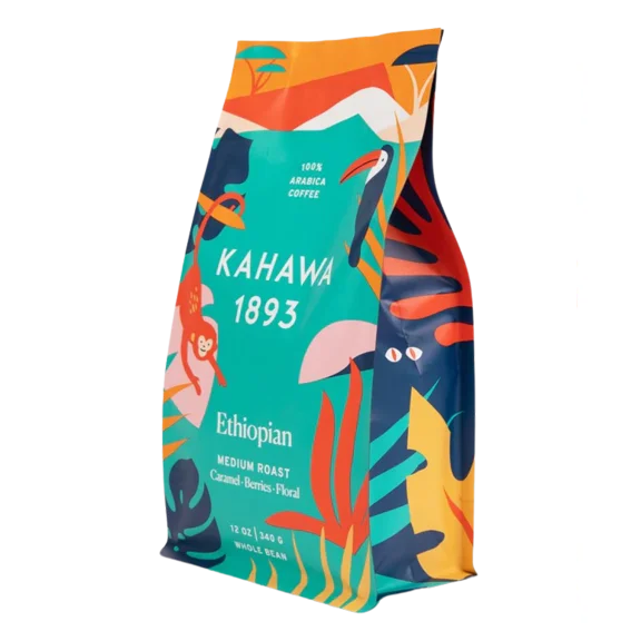 Kahawa 1893 - Coffee Whole Bean Medium Roasted Ethiopian - Case of 6-12 OZ