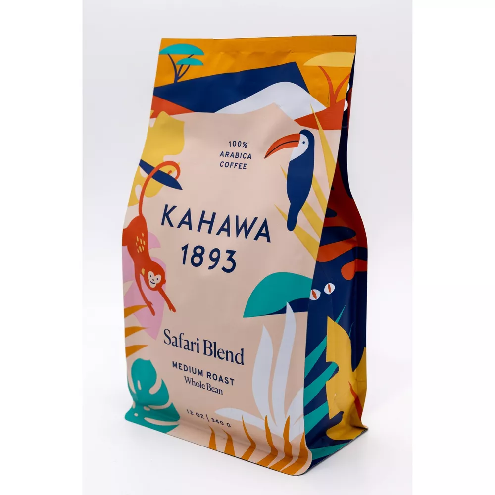 Kahawa 1893 - Coffee Whole Bean Medium Roasted Safari - Case of 6-12 OZ