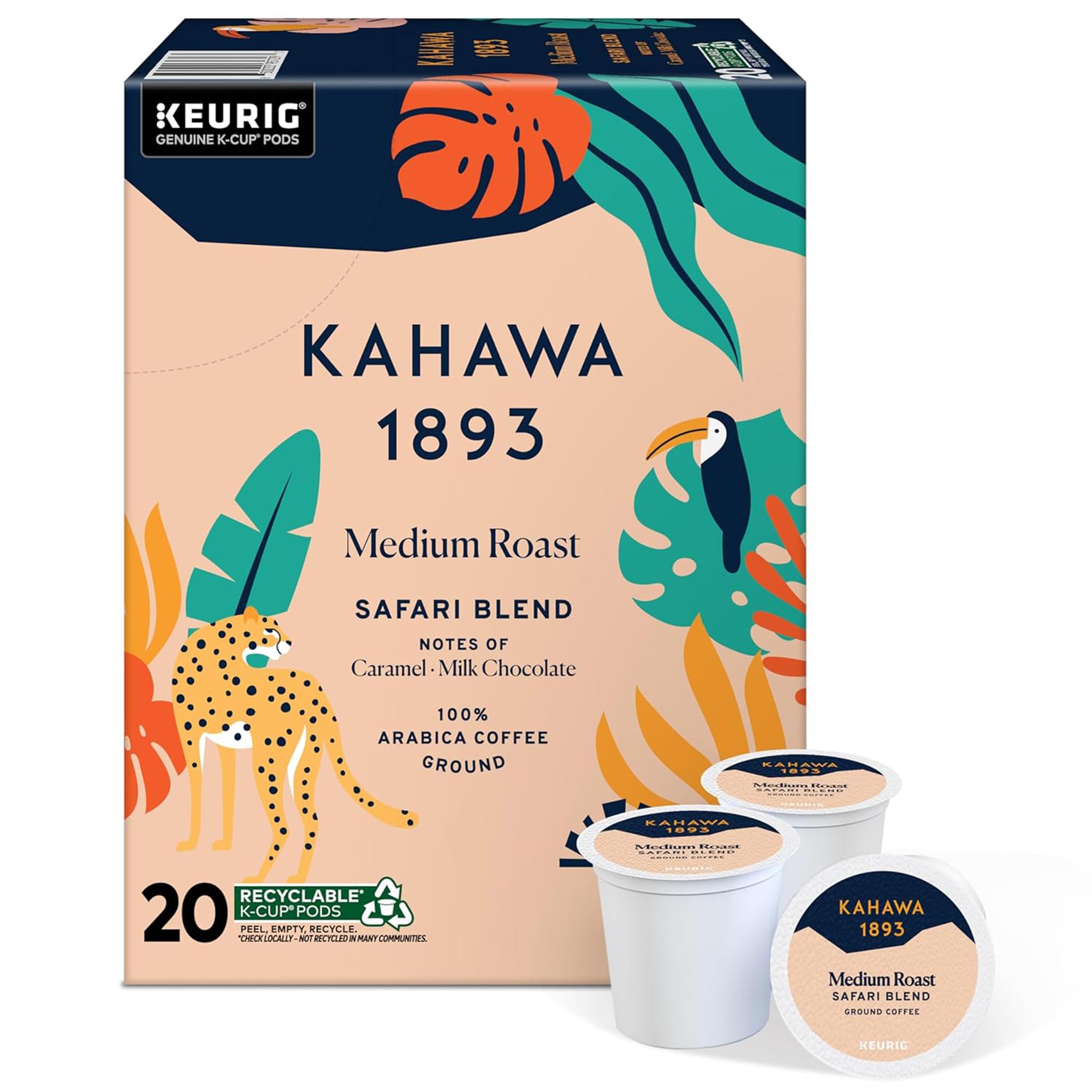 Kahawa 1893 Medium Roast Coffee K-Cup Pods Safari Blend (20 Count