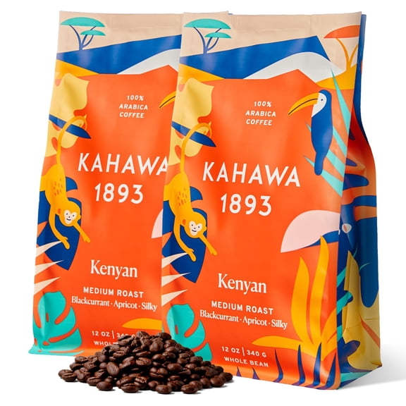 Kahawa 1893 Whole Bean Coffee Medium Roast Kenyan Blend 24 Oz - As Seen on Shark Tank, High Antioxidants, Naturally Sweet, Organically Grown, Ethically & Sustainably Sourced