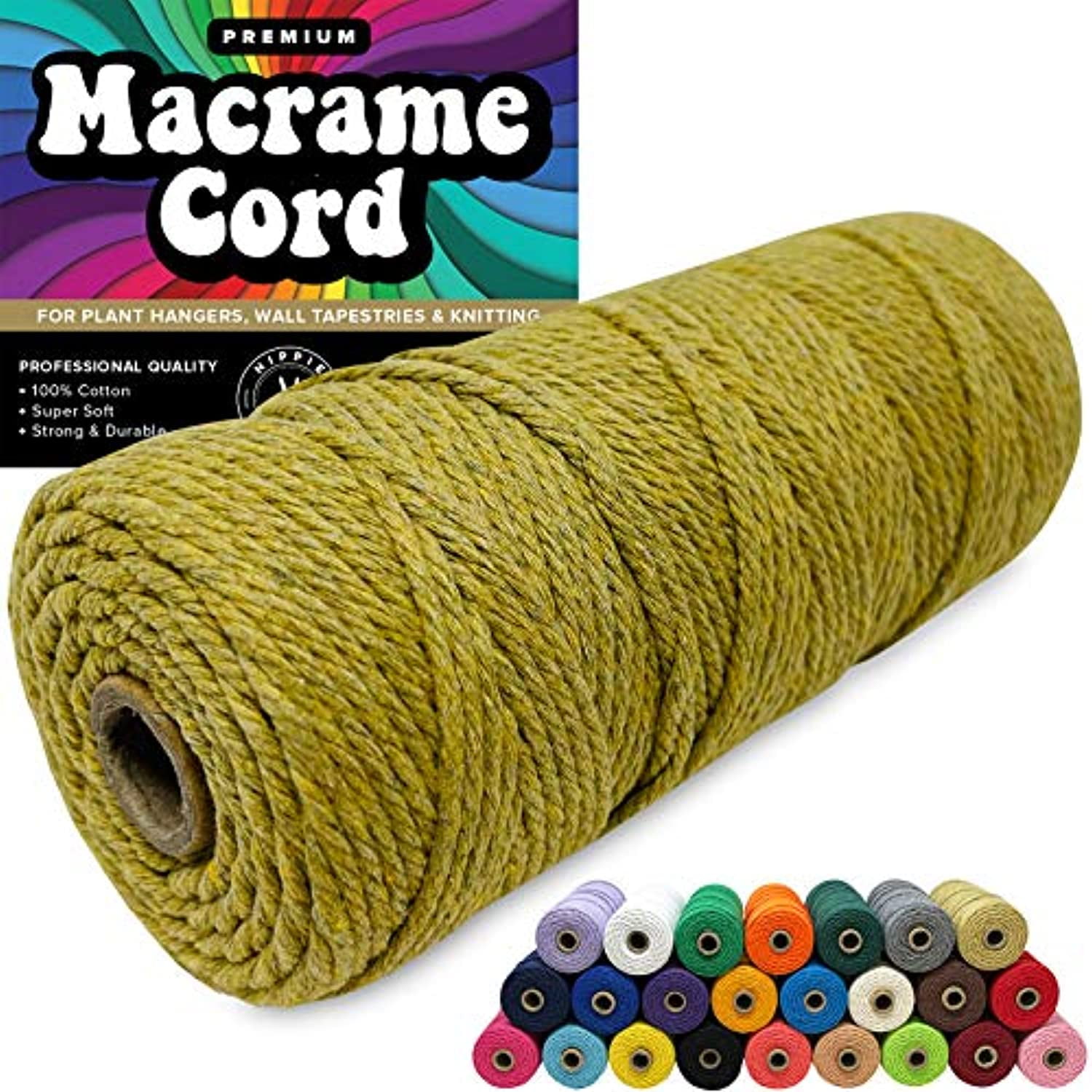 YLSHRF Macrame Cord 2mm Soft Thick Odorless Recycled Cotton Macrame Rope  for DIY Tassel Crafts Gardening Home Decoration,Macrame Cord,Macrame  Supplies
