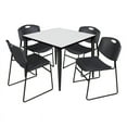 thumbnail image 1 of Kahlo 42" Square Breakroom Table- White- Black Base & 4 Zeng Stack Chairs- Black, 1 of 8
