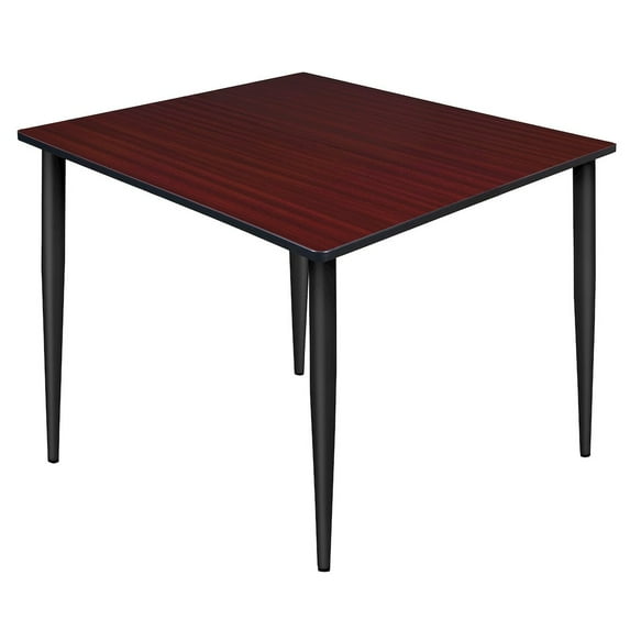 Regency 48 in. Square Breakroom Table- Mahogany Top, Black Tapered Legs
