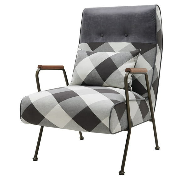 Kahlo Fabric Accent Chair - Mono Gingham/Vintage Midnight