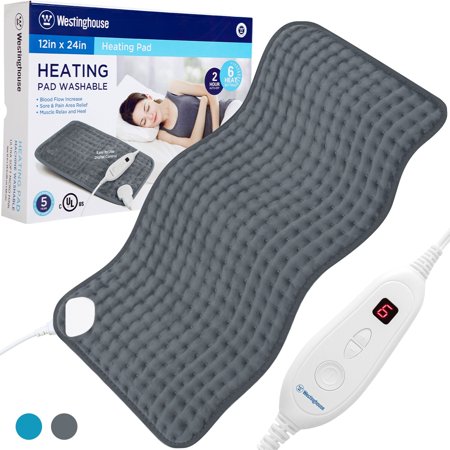 Kahomvis 12 in. x 24 in. Grey Electric Heating Pad with Control