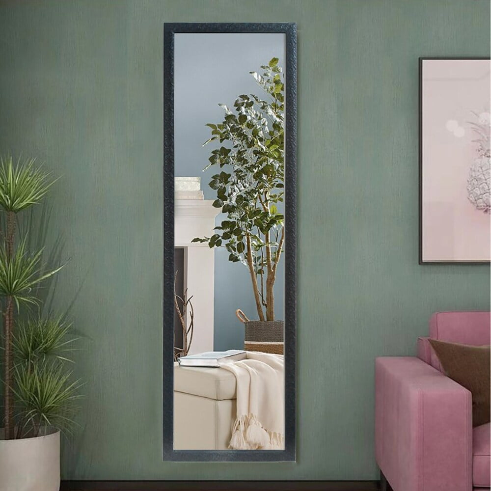 Kahomvis Rectangle PS Framed Full Length Mirror Door Mirror Wall Mounted Mirror Black