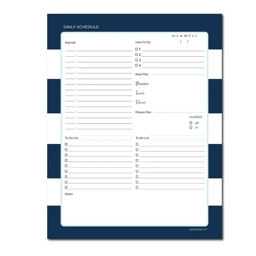 Kahootie Co. Kahootie Co Daily Schedule Notepad 8.5" X 11" 50 Sheets Per Pad