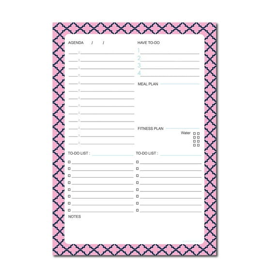 Kahootie Co. Kahootie Co Daily Schedule Notepad A5 8.3" x 5.8" 50 sheets per pad Pink(ADNPP)