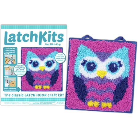 Kahootz Latch Hook Making Kit with Color-Coded Canvas, Yarn Bundles