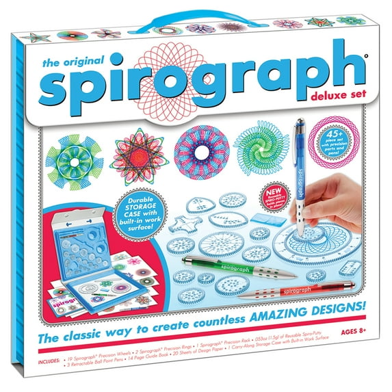 Spirograph Deluxe Set –Arts and Crafts, Kids Toys, Art Supplies, Craft Supplies, Drawing Kit, Spiral Art, Classic Gear Design Kit, Build-in Case, Pens, Design Sheet Included, Ages 8+