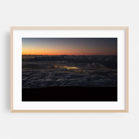 Kahului At Dusk - Kula Hawaii Photography Night Sky Cityscape Sunset Landscape Scenic Stars Moody Oak Framed Wall Art Print 12 x 18 inches