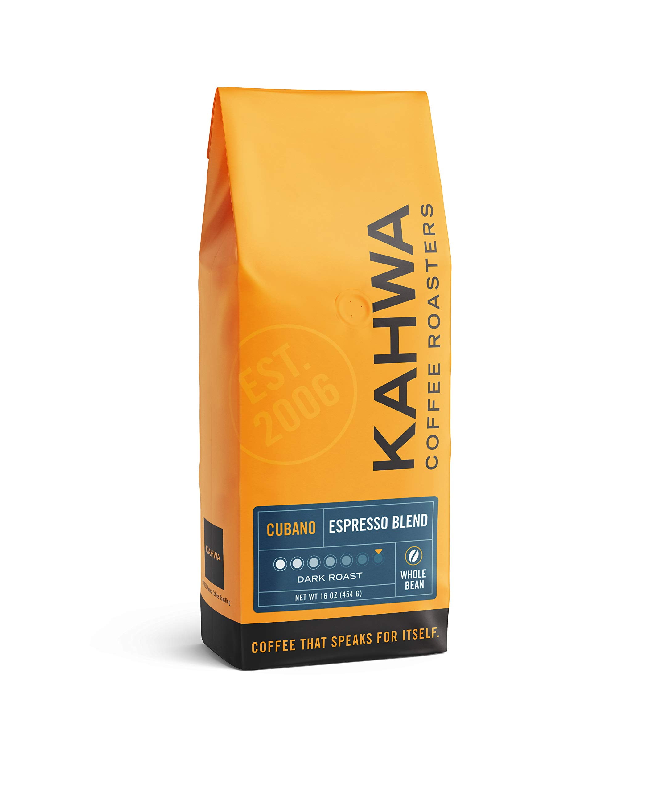 Kahwa Cuban Coffee Beans, Cubano Dark Roast Espresso Blend, Whole Bean ...