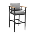 thumbnail image 1 of Kai 26 Inch Patio Counter Height Bar Stool, Aluminum Frame, Gray and Black - Saltoro Sherpi, 1 of 5