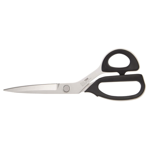Kai 7250 Scissors 250mm Heavy Duty, Japanese Made Molybdenum Vanadium Alloy Blade, Comfortable Elastomer Grip, Stainless Steel Hardware, Protective Polypropylene Case, Black