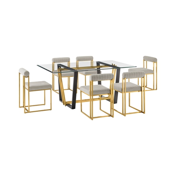 Kai Anastasia 7 Piece Rectangular Dining Set with Taupe Fabric