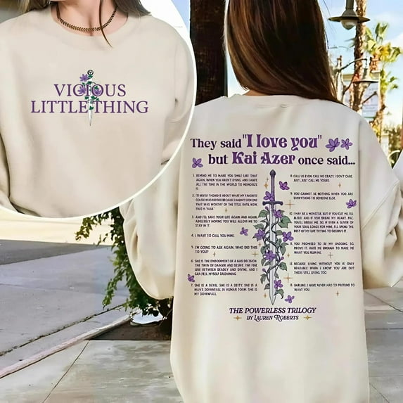 Kai Azer I Love You In Powerless Double Sided Sweatshirt, Powerless, Kai And Paedyn Shirt,Sand color,size L