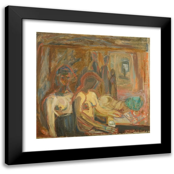 Kai Fjell 13x12 Black Modern Framed Museum Art Print Titled - The Waiting Room (1935)