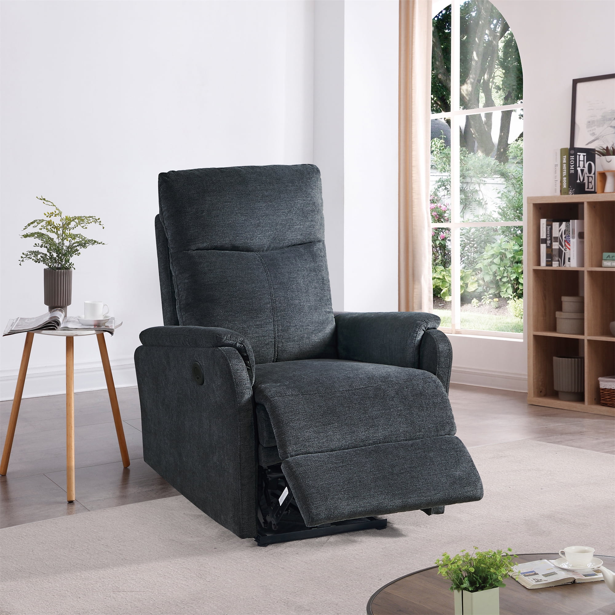 Kai Modern Contemporary Power Recliner Blue with USB Charger