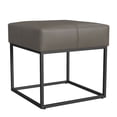 thumbnail image 1 of Kai Ottoman Footstool, Gray Faux Leather, Black Metal, 18 Inch Square, 1 of 3