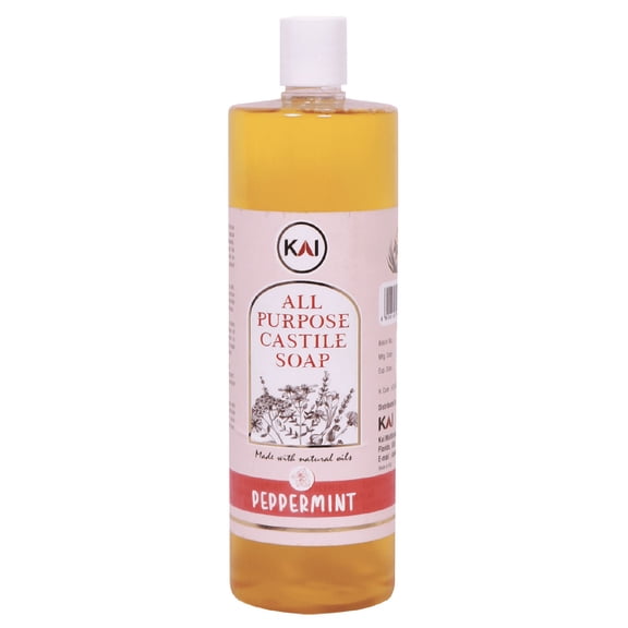 Kai All Purpose Pure Castile Soap | Natural and Multi-Surface Liquid Soap | Organic Soap for Face, Body, Hand, and Hair | Used for Dishes, Pets, Laundry, and Mopping | Peppermint - 32 Fl Oz - 1 Pack