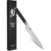 Shun Classic 6-Inch Utility Knife, VG-MAX Core with Damascus Stainless Steel Cladding, Pakkawood Handle