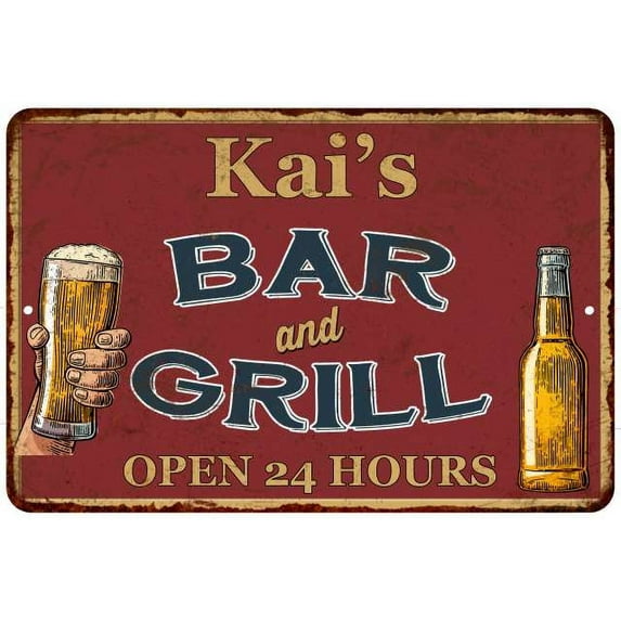 Kai's Red Bar and Grill Rustic Sign Decor 8x12 208120045015