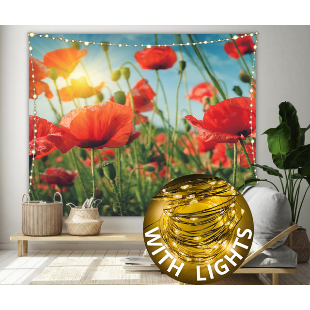 KaiSha LED Tapestry Wall Hanging; Abstract Modern Boho Flowers Art Home ...