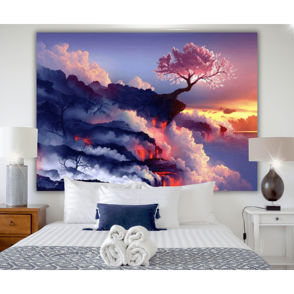 KaiSha LED Tapestry Wall Hanging; Modern Abstract Art Dcor Home Decoration Bedroom Living Room Nature Waterfall Landscape