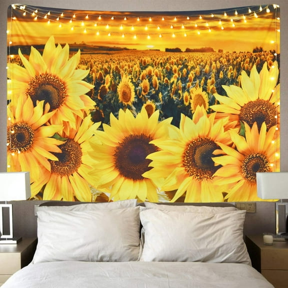 KaiSha Tapestry Wall Hanging Sunflower Sunset Art Dcor Home Decoration Tapestries Bedroom Dorm Living Room Nature Landscape (Large)