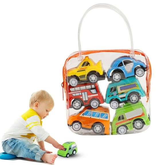 KaiXunRui Toddler Car Toys Drive Vehicle Model 6 Pack Assorted Mini Plastic Vehicle Set City Track Engineering Car Boy City Engineering Vehicle Excavator Set