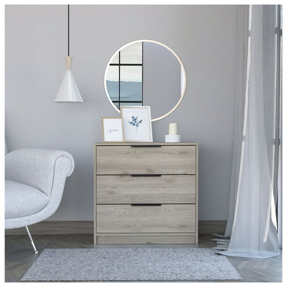 Kaia 3 Drawer Dresser - Light Gray Bedroom Storage - Modern Dresser with Open Top Shelf - 27.5" Wide - TSCA Certified Gray + Drawer + 3 Drawers