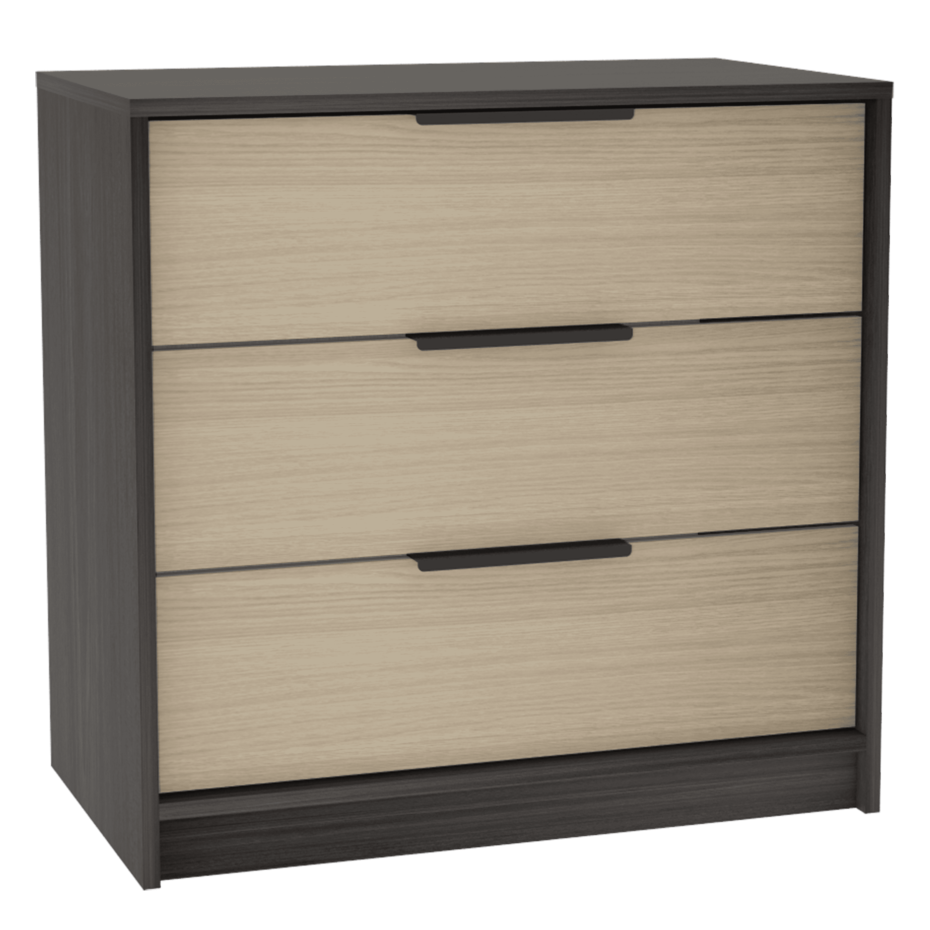 Kaia Industrial Gray and Oak 3-Drawer Dresser